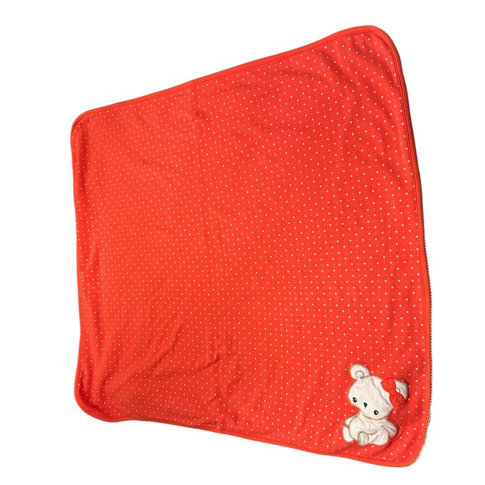 Gymboree BEAR -Y New 2014 Baby Security Blanket Reversible Coral Dots Cotton - Picture 3 of 6